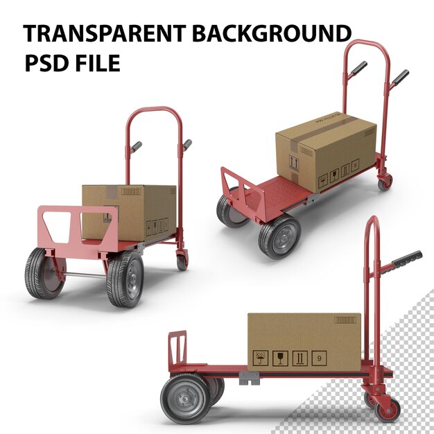 PSD red hand truck png