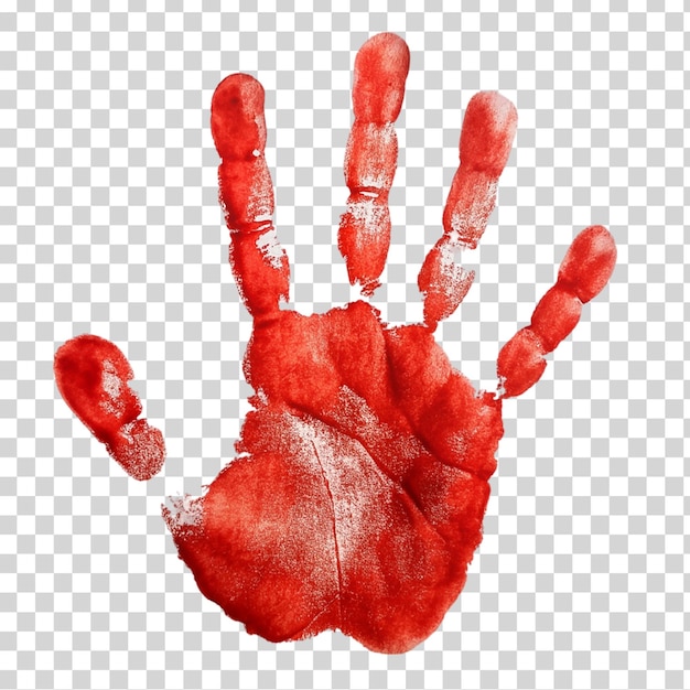 PSD red handprint on transparent background