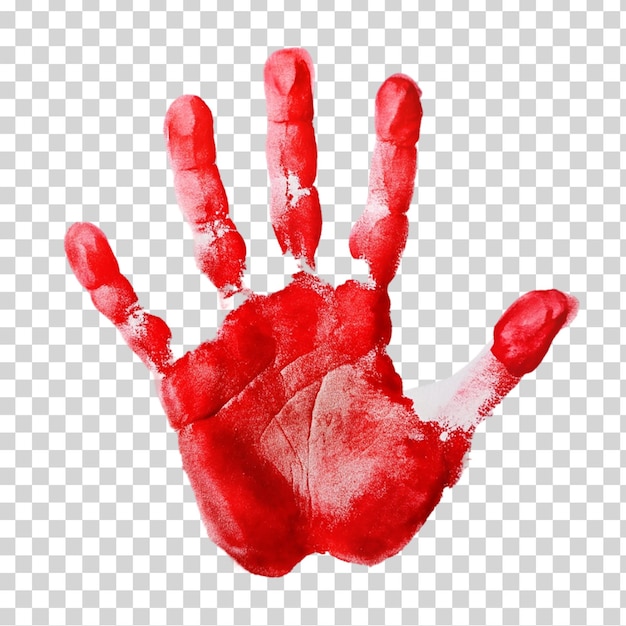 PSD red handprint on transparent background