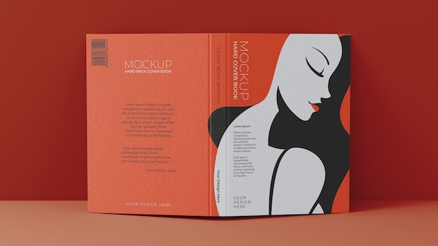 PSD red hard cover book mockup