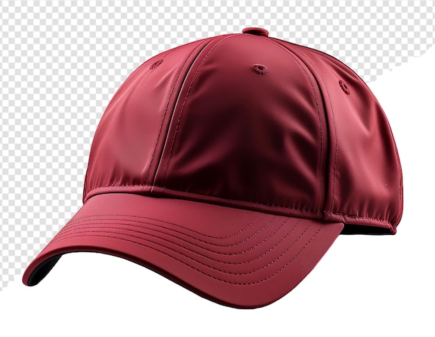 Modello di mockup di cappello rosso con vista laterale isolata su sfondo trasparente