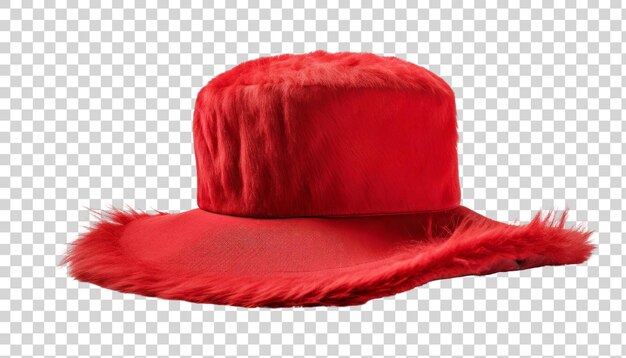 PSD Красная шляпа с мехом, изолированная на прозрачном фоне.