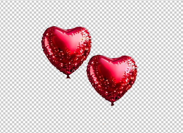 PSD red heart air balloon with glitter