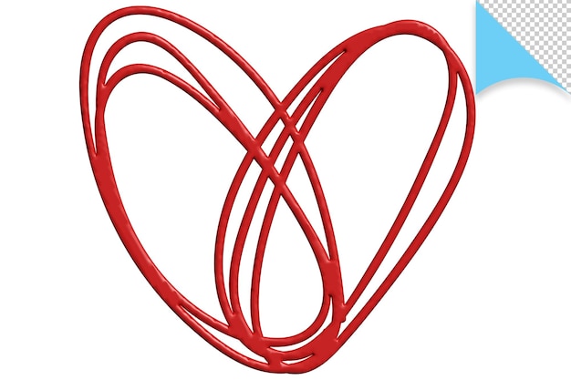 A red heart made by the red cord.