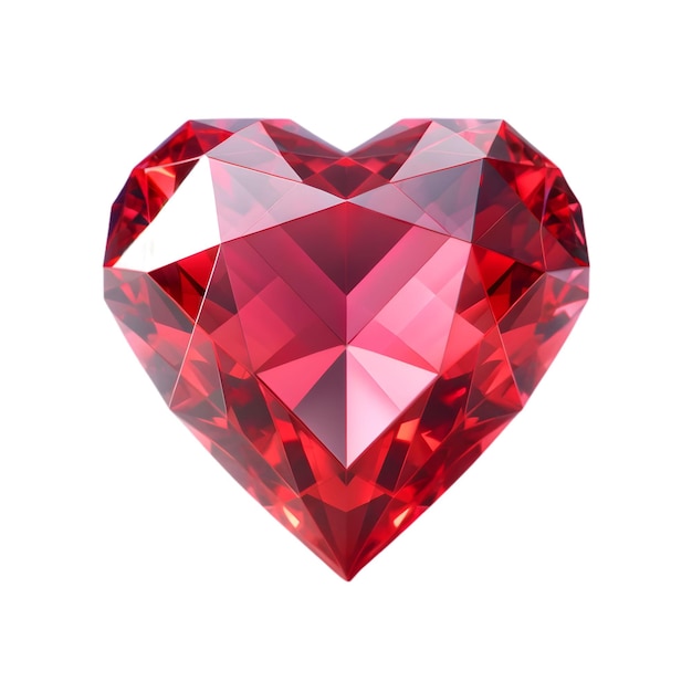 Red heart shape diamond gemstone