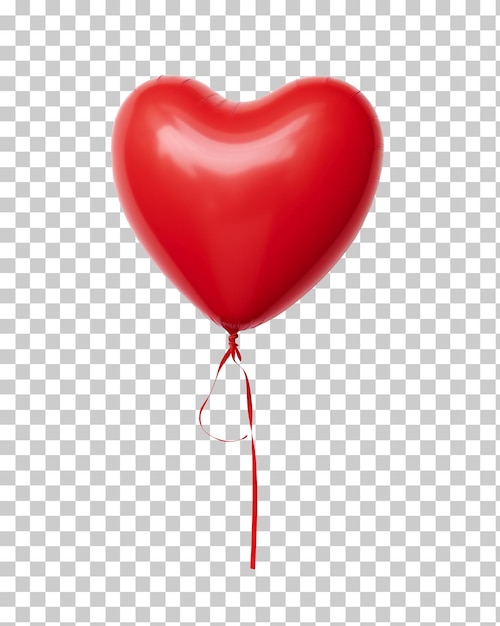 Red heart shaped balloon isolated on transparent background png psd