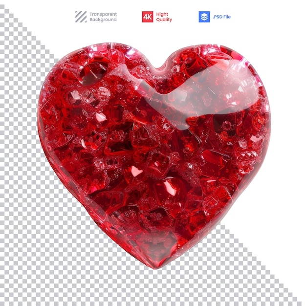 PSD red heart shaped object on white background