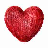 PSD red heart shaped yarn ai generated image