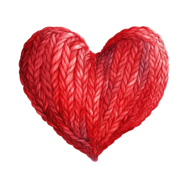 PSD red heart shaped yarn ai generated image