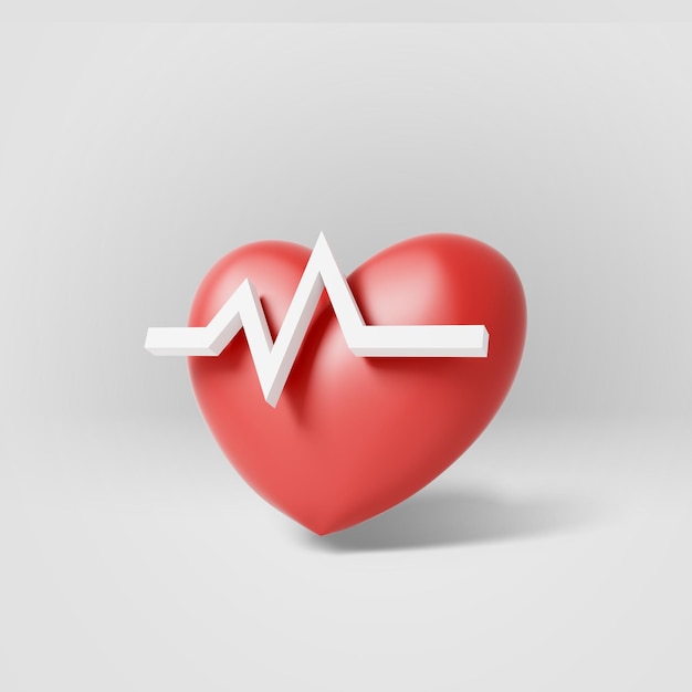 Red heart and white pulse, Heartbeat or cardiogram, healthcare-medical concept.