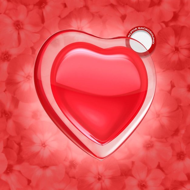 Red heart with a flower background