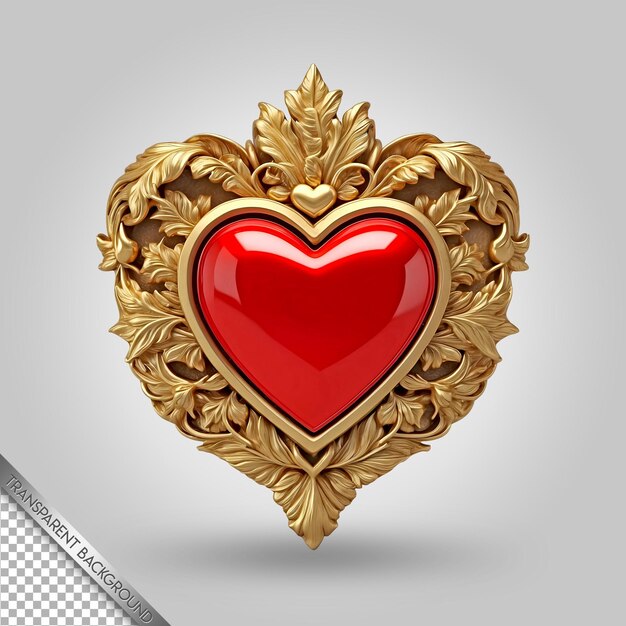 PSD a red heart with a gold heart on the bottom