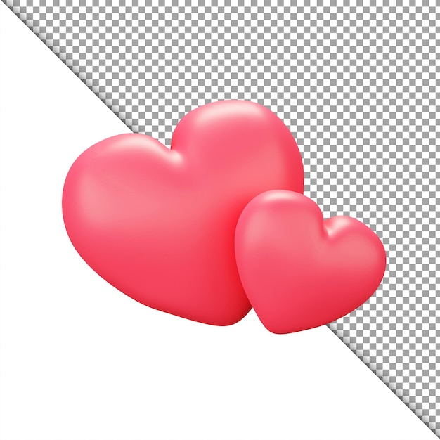 Red hearts illustration isolated premium psd.