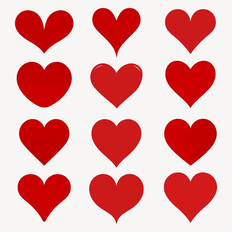 PSD red hearts pattern design set