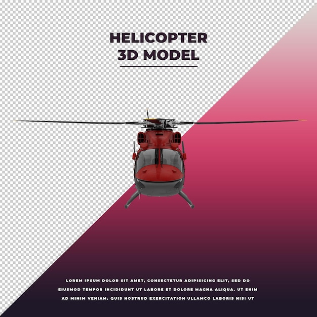 PSD red helicopter 3d isolated 3d isolated