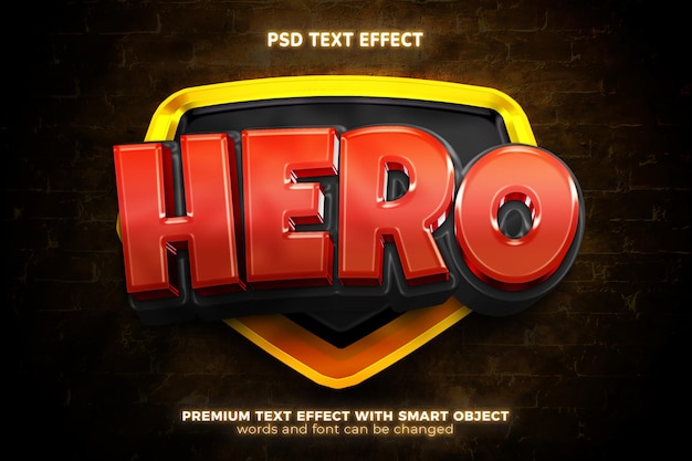 PSD red hero comic cartoon 3d editable text effect mockup