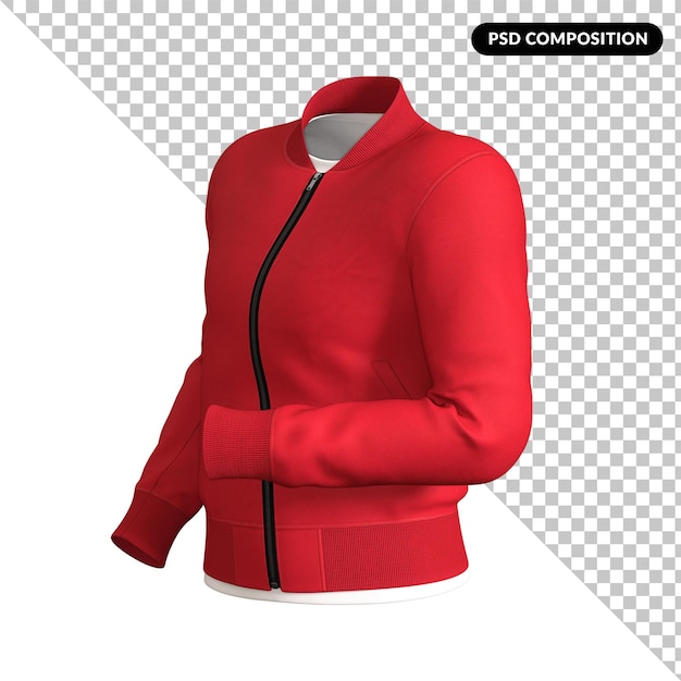 PSD red hoodie jacket isolated 3d