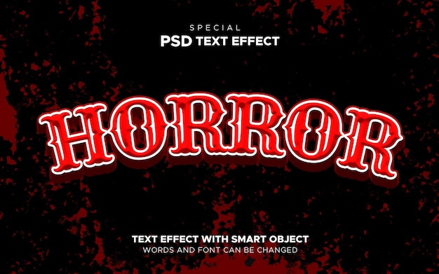 Red horor text effect editable style smart object