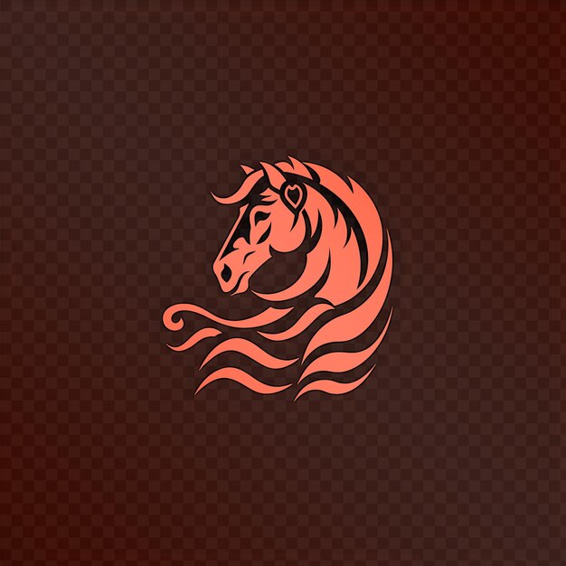 A red horse head with a red mane on the red background