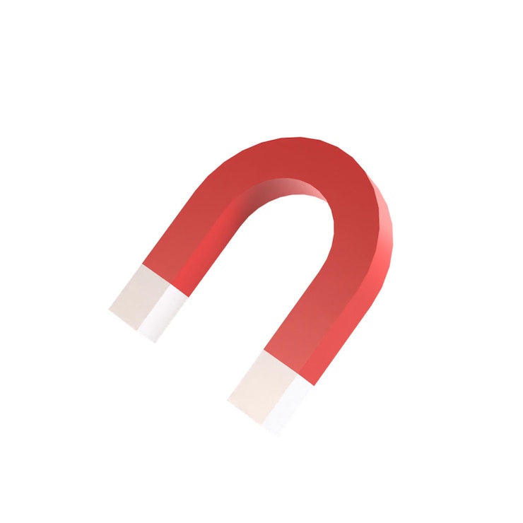 PSD red horseshoe magnet on white background