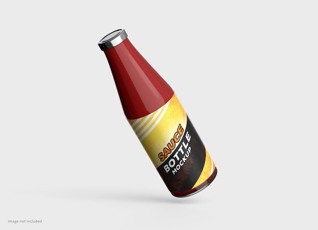 red hot sauce bottle mockup