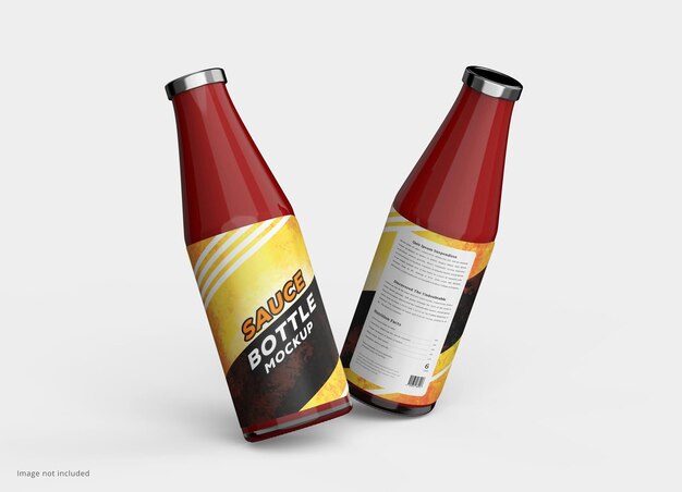 red hot sauce bottle mockup