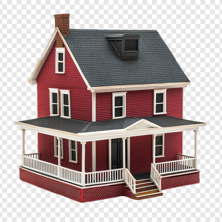 PSD red house model home sweet home dream house architectural model