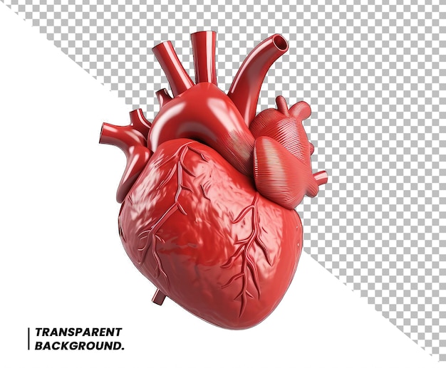 PSD red human heart model 3d