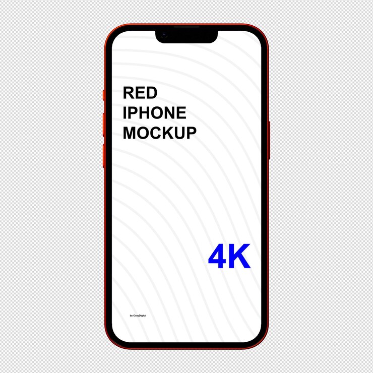 PSD red iphone mockup without background front view