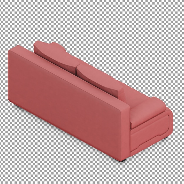 PSD red isometric couch