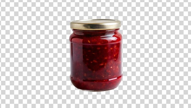 PSD red jam on jar isolated on transparent background