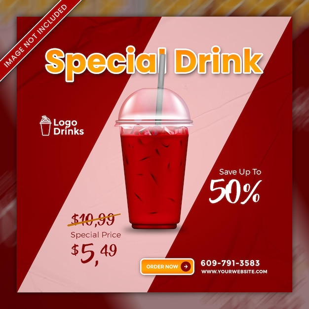 Red juice drink instgram post banner template