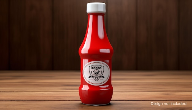 Mockup di bottiglia di salsa ketchup rossa per il branding del prodotto