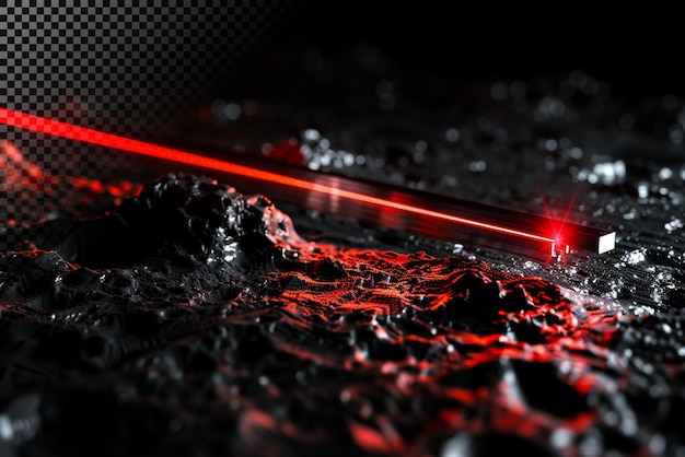 Red Laser Beam on Dark Surface