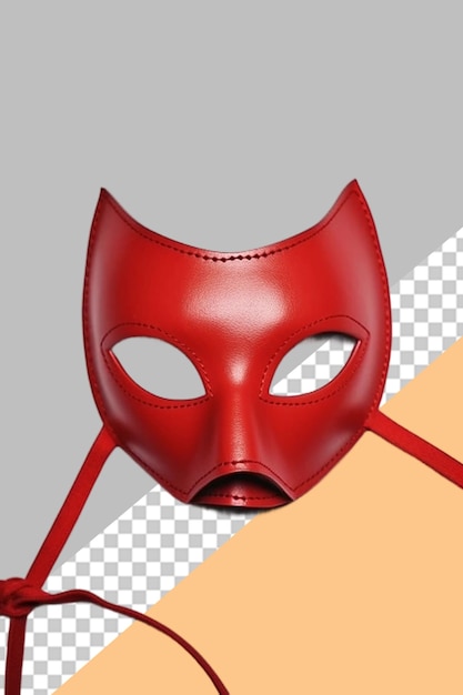 PSD red leather mask png