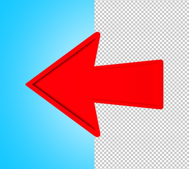 PSD red left arrow 3d