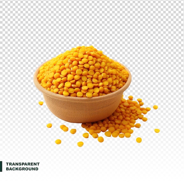 Red lentils isolated on transparent background