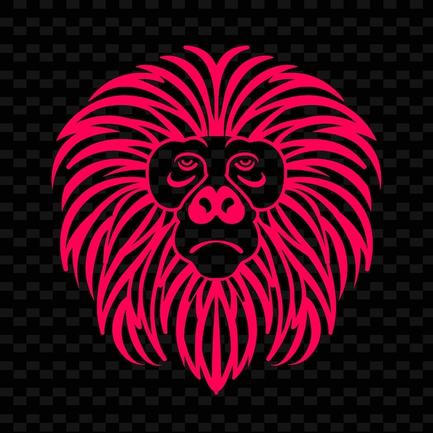 PSD a red lion head with a red mane on a black background