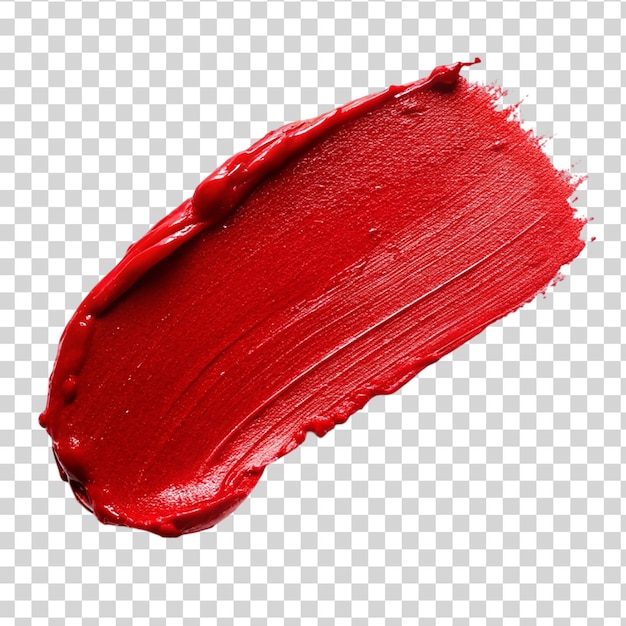 PSD red lipstick swatch isolated on transparent background