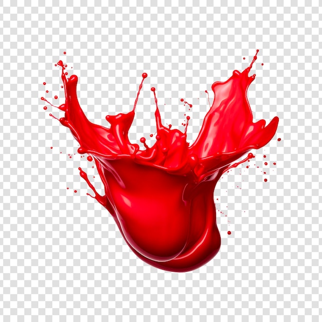 PSD red liquid splash on a transparent background
