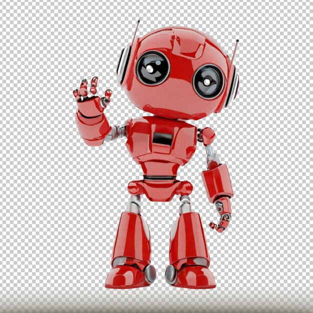 red little robot with gesture isolated on transparent background