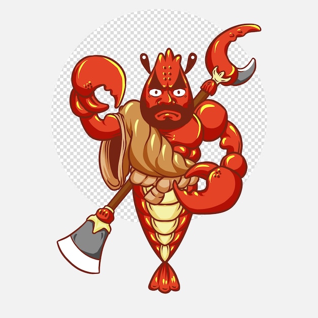 PSD red lobster in cartoon design