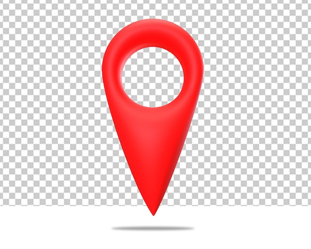 PSD red location pin pointer icon 3d render