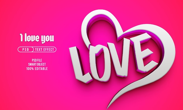Red Love 3D editable text effect