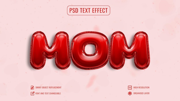 Red love effect mom text style