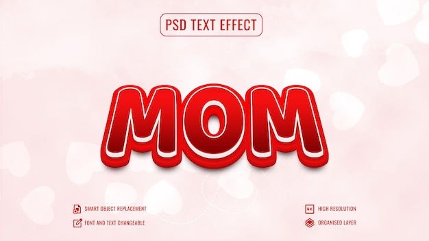 Red love effect mom text style