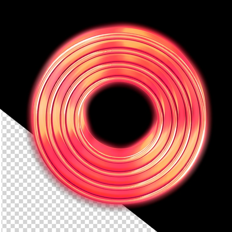 PSD red luminous symbol letter o