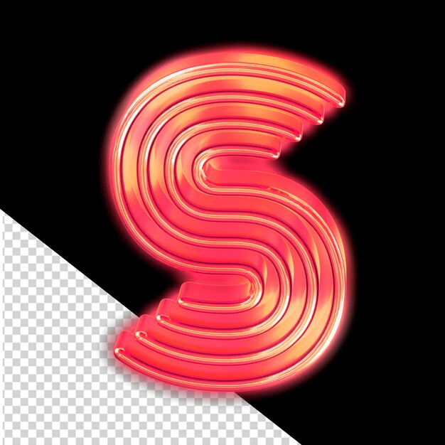 PSD red luminous symbol letter s