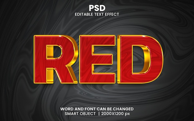 red luxury  3d editable text effect premium psd with background