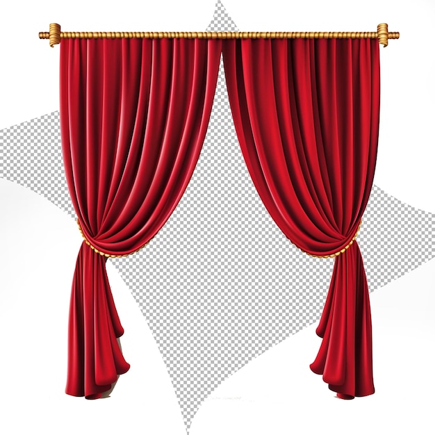 PSD red luxury curtains transparent background